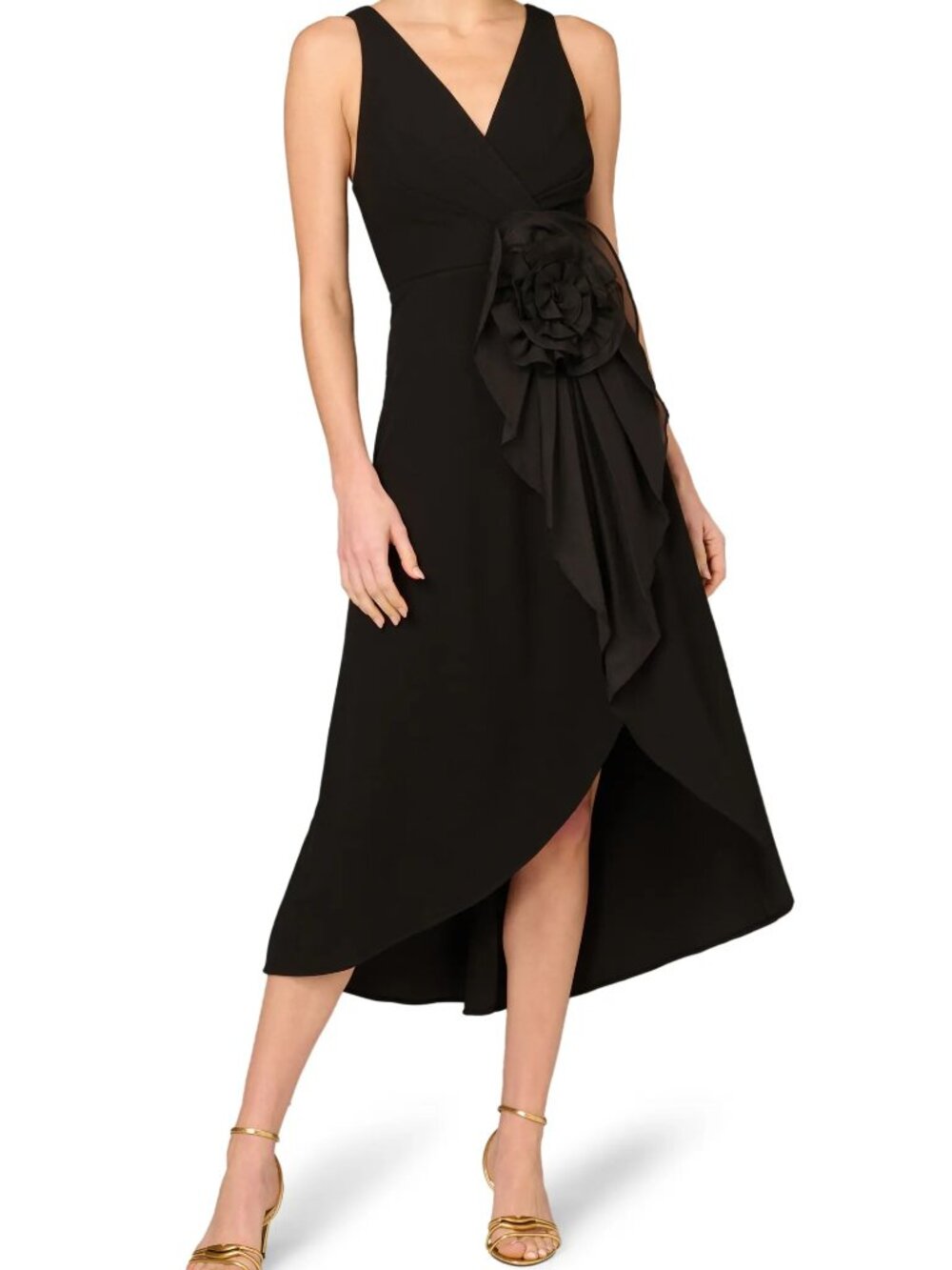 NWT Aidan Mattox Floral Detail Crepe Cocktail Dress - S